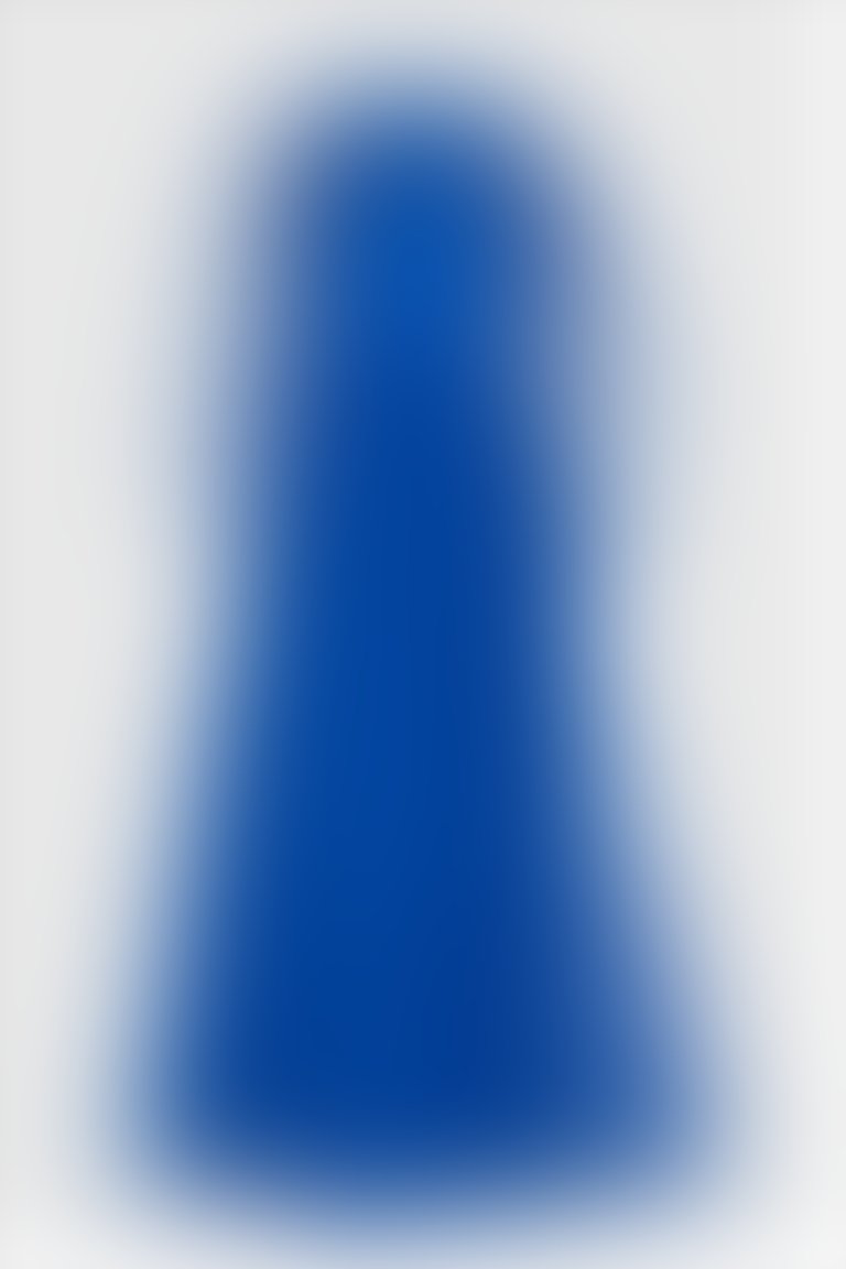 Aplike Detaylı Mavi Uzun Abiye Elbise