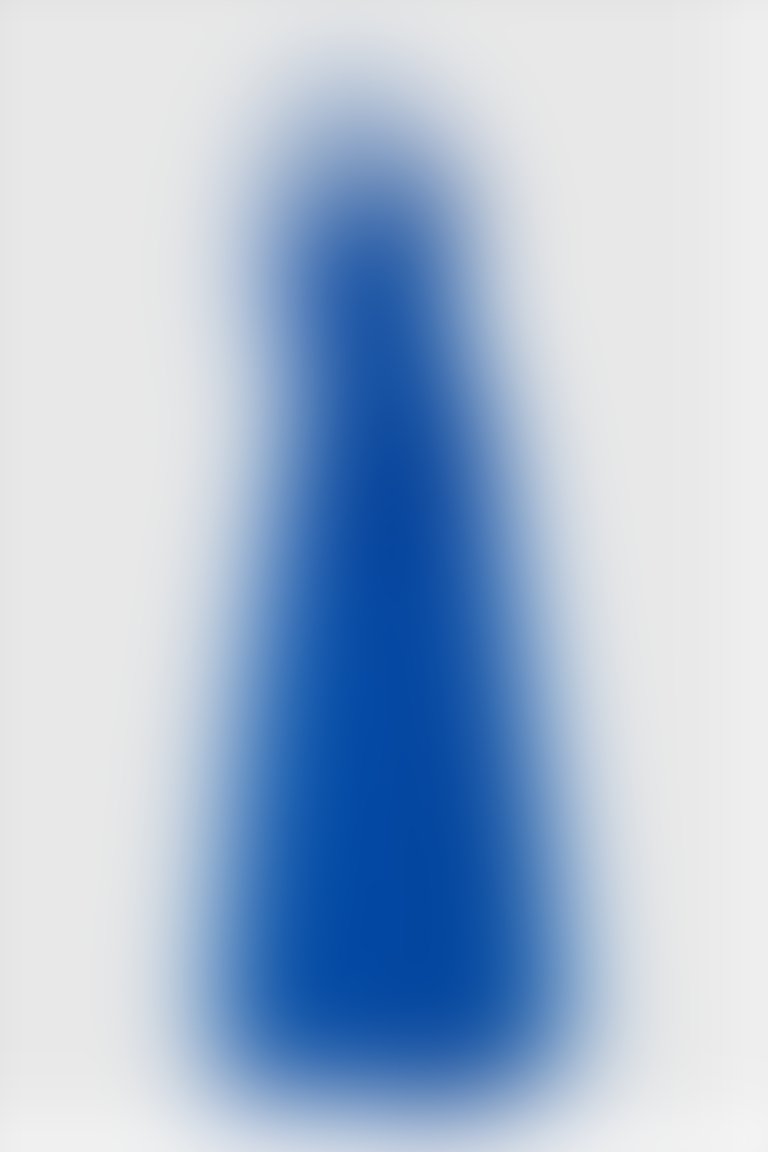 Aplike Detaylı Mavi Uzun Abiye Elbise