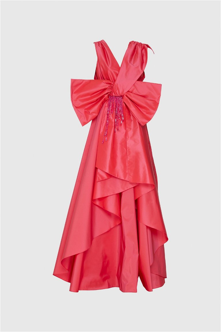GIZIA - With Bow Tie Detailed Front Short Back Long Pink Evening Dress