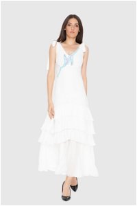 GIZIA - Embroidered Detailed Ecru Long Dress