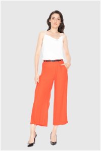 GIZIA - Belted Pile Detailed Midi Length Red Trousers