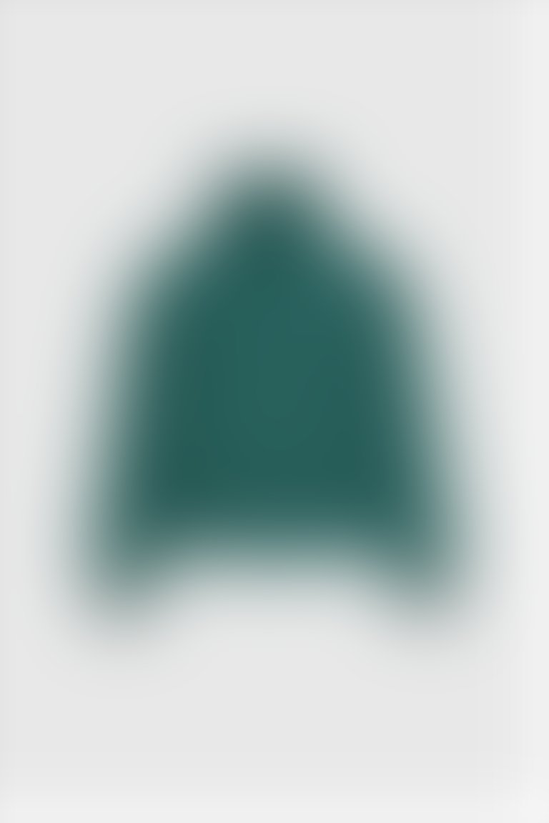 Arkası Nakışlı Triko Bantlı Kısa Yeşil Şişme Mont