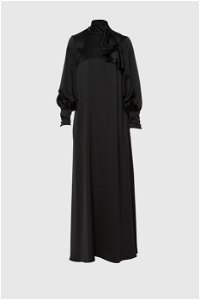 GIZIA - Volan Detailed Flowy Long Black Dress