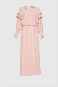 GIZIA - Long Pink Dress With Ruffled Sleeves