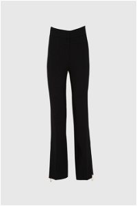 GIZIA - Paçası Fermuar Detaylı Yüksek Bel Siyah Pantolon