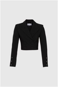 GIZIA - Bow Detailed Crop Black Jacket