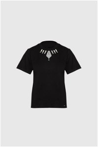 GIZIA SPORT - Collar Embroidered Black T-Shirt