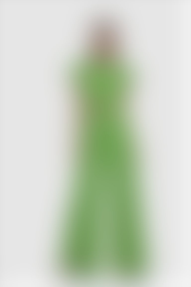 GIZIA - Kuplu Arkası Fermuarlı Yeşil Crop Top