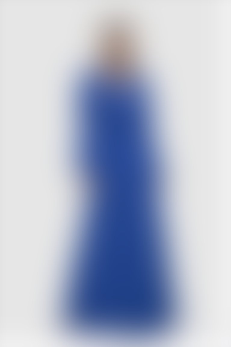 GIZIA - V Yaka Uzun Mavi Elbise