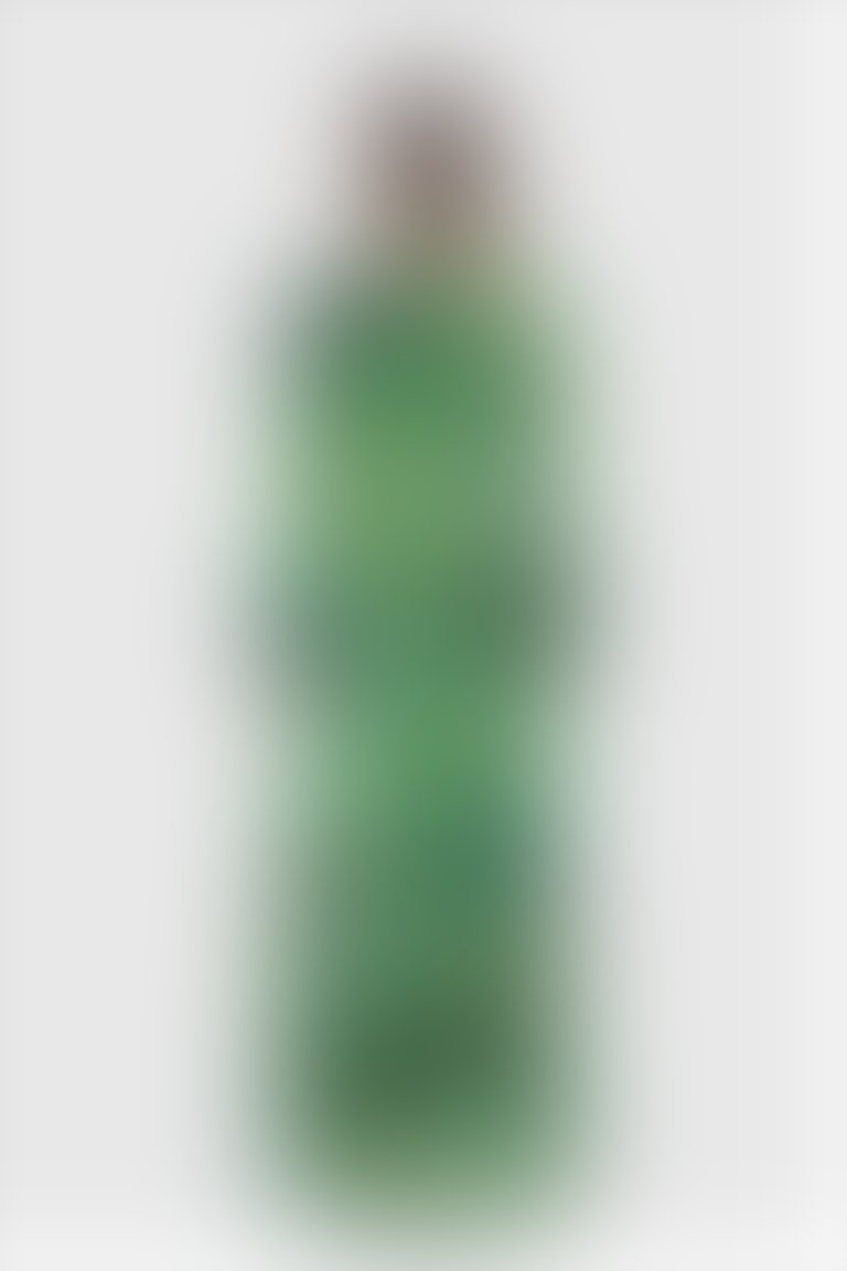 İşleme Detaylı Uzun V Yaka Şifon Yeşil Abiye Elbise
