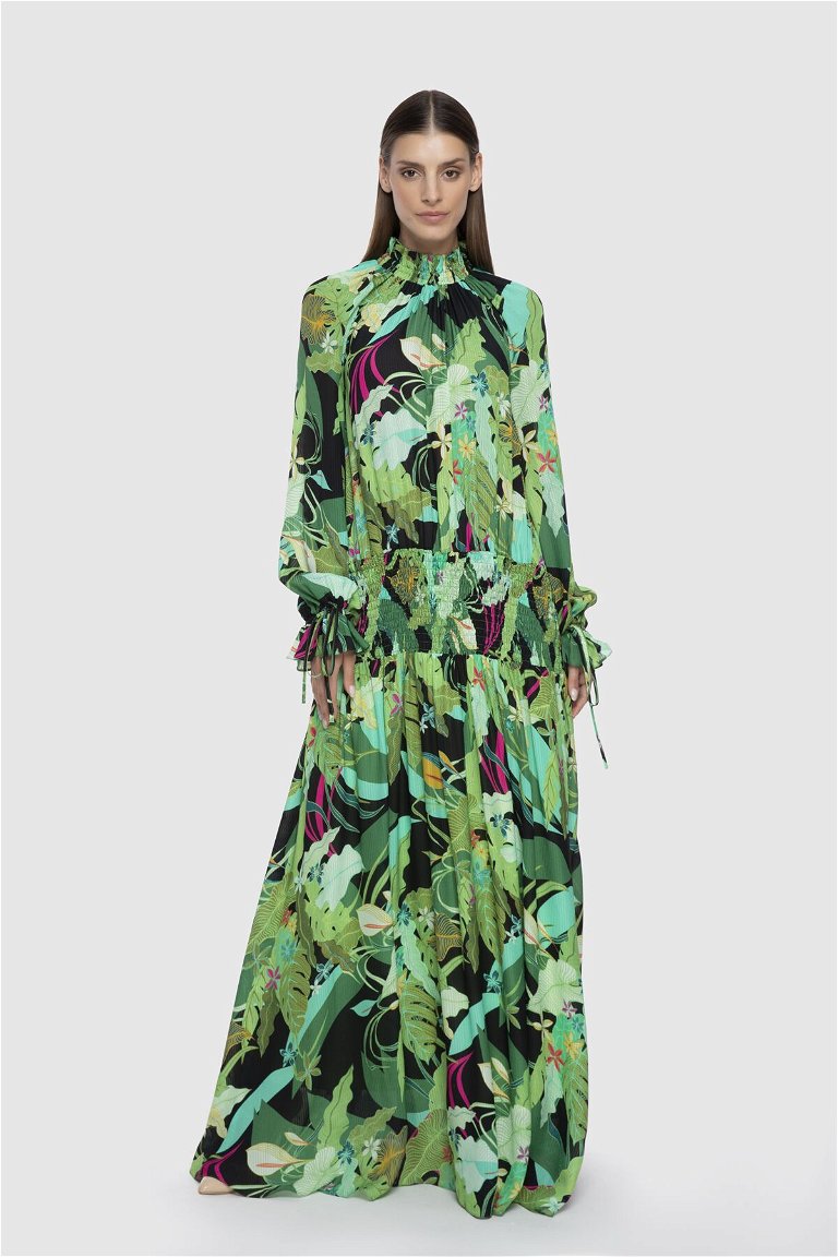 GIZIA - فستان طويل أخضر منقوش