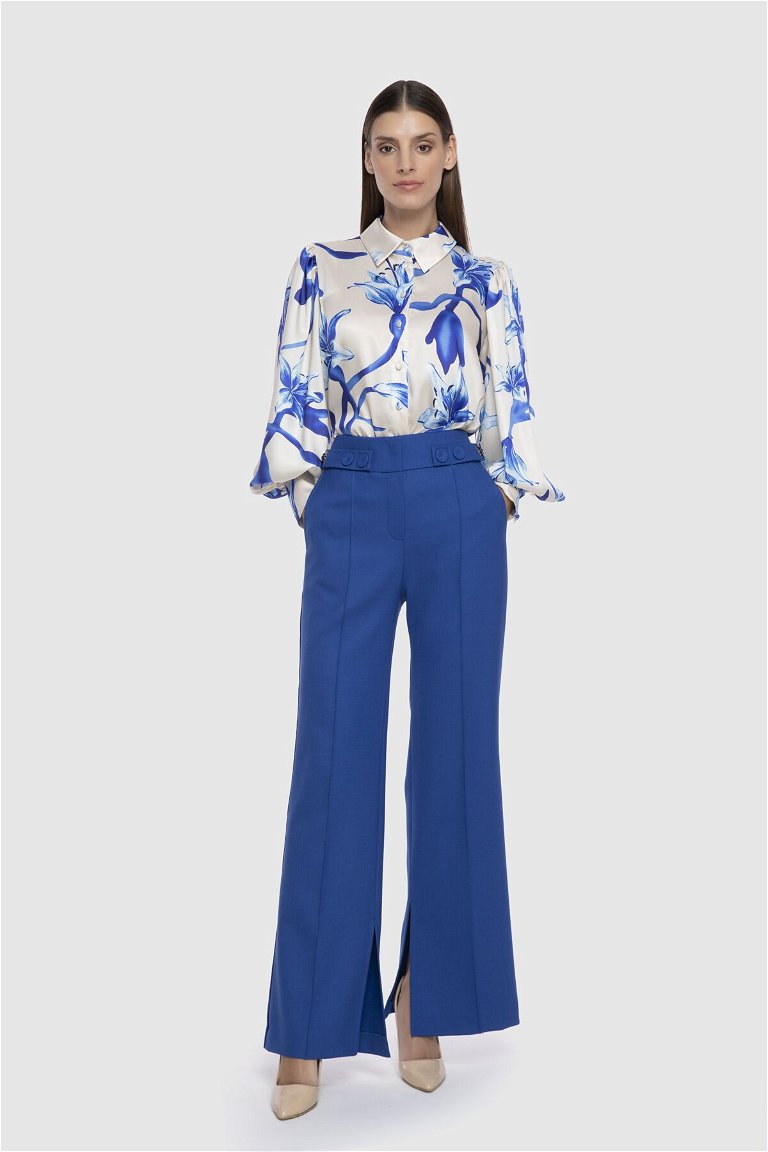GIZIA - Blue Trousers with Metal Sewing Accessories 