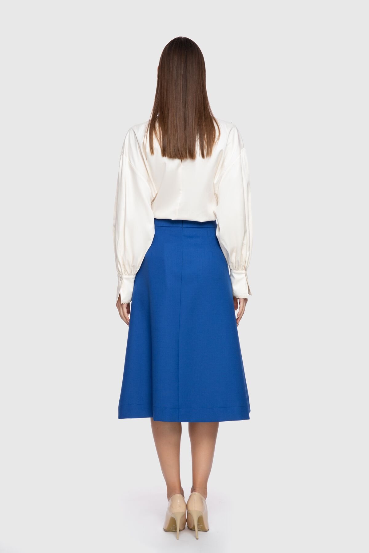 A Form Knee Length Blue Skirt