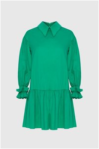 KIWE - Collar Detailed Long Sleeve Mini Green Dress