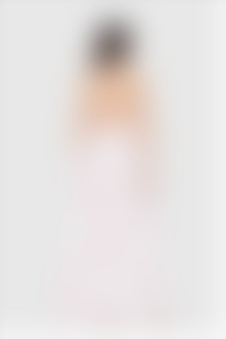 Fırfırlı Detaylı Askılı Pembe Çiçek Desenli Ekru Şifon Elbise