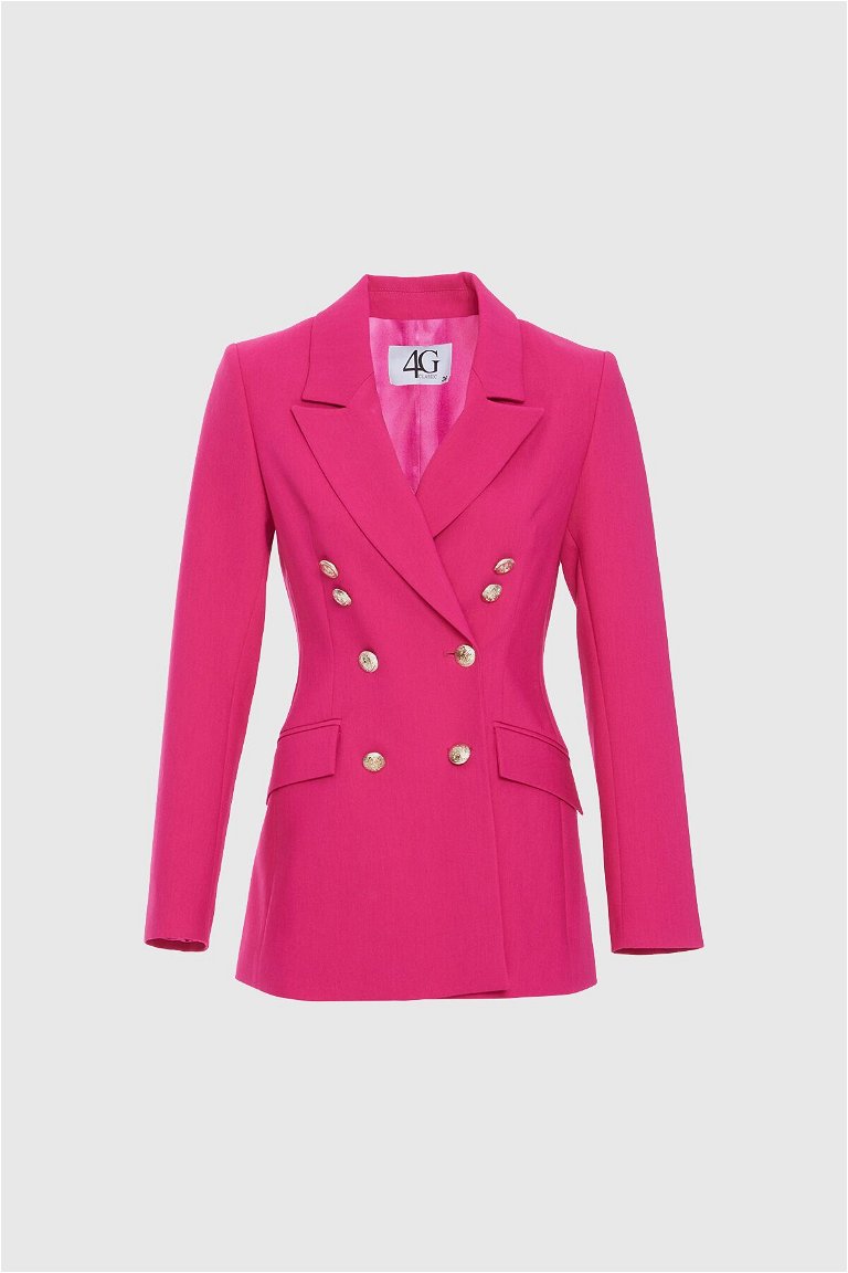 4G CLASSIC - Double Breasted Closure Gold Button Pink Blazer Fit Jacket