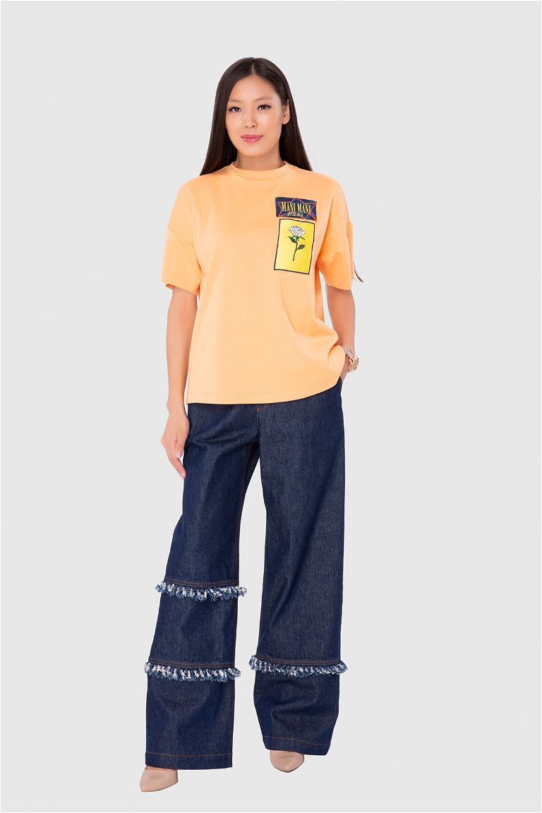 MANI MANI - Yellow Embroidery Detailed Tshirt