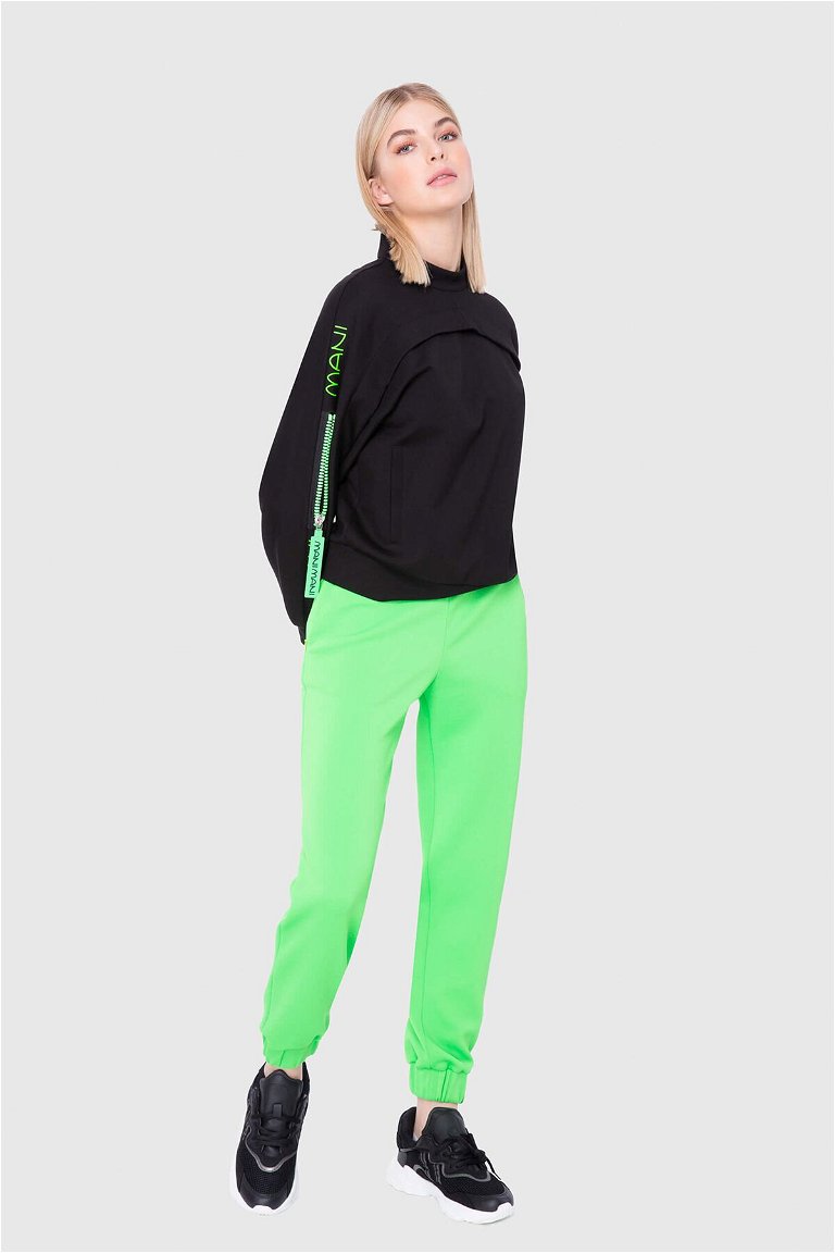 MANI MANI - Neon Zipper Detailed Half Turtleneck Collar Sweatshirt