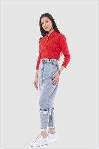 MANI MANI - Shirt Collar Cami Knit Knitwear Crop Blouse