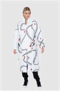 MANI MANI - White Fiberfill Jacket with Heart Print