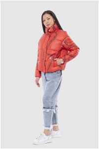 MANI MANI - Short Red Fiberfill Jacket with Heart Print