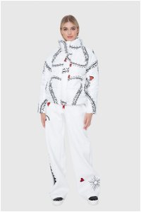 MANI MANI - Short White Fiberfill Jacket with Heart Print