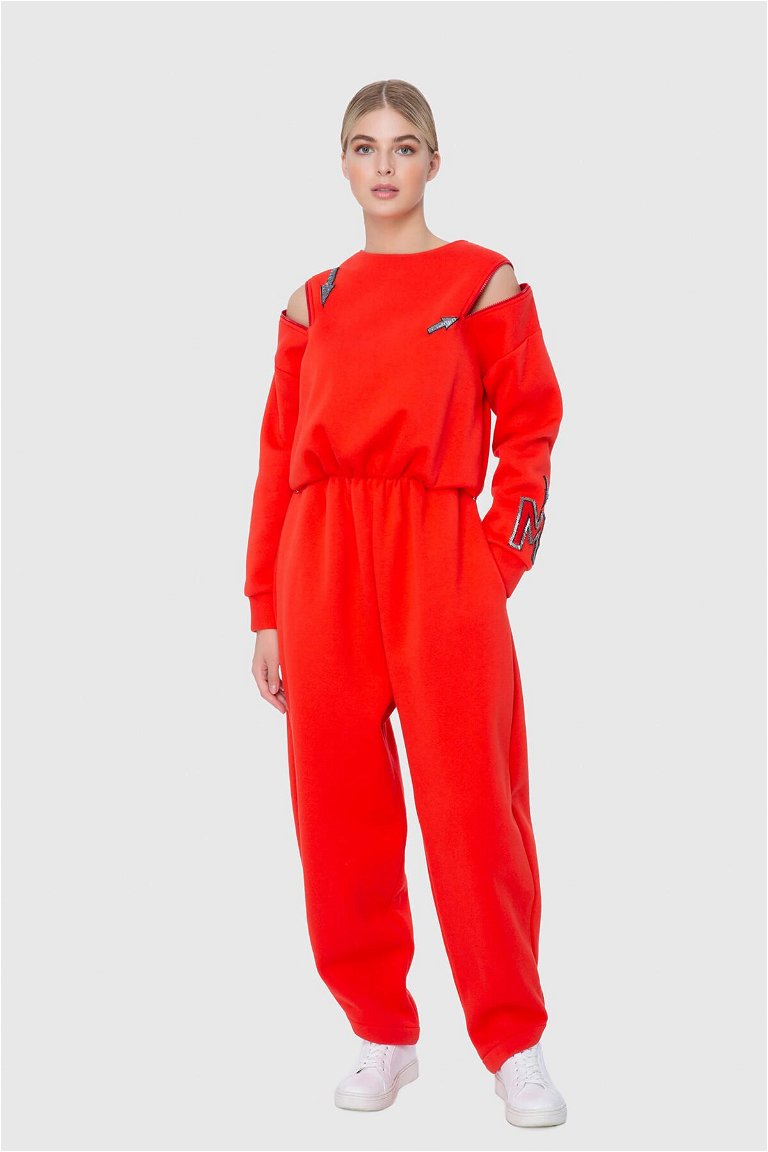 MANI MANI - Polar Jumpsuit With Red Zipper Detailing