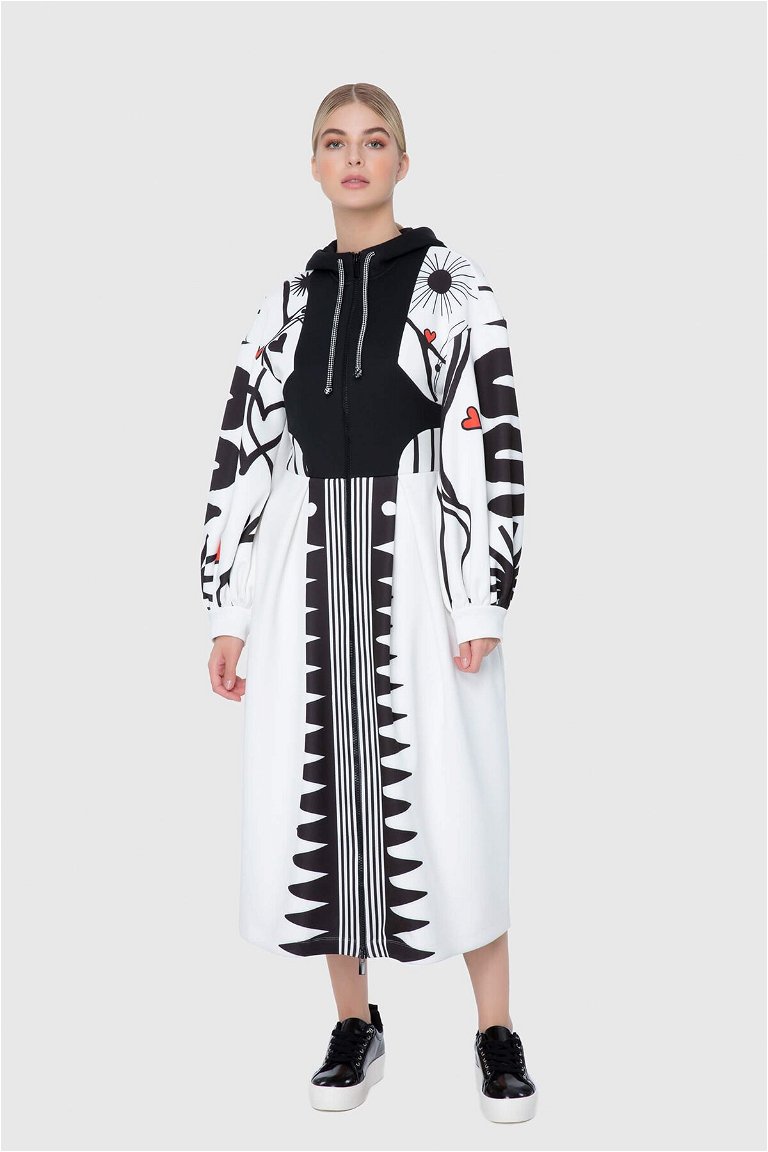 MANI MANI - Vest Apparel, Hooded Calf Length Scuba Dress