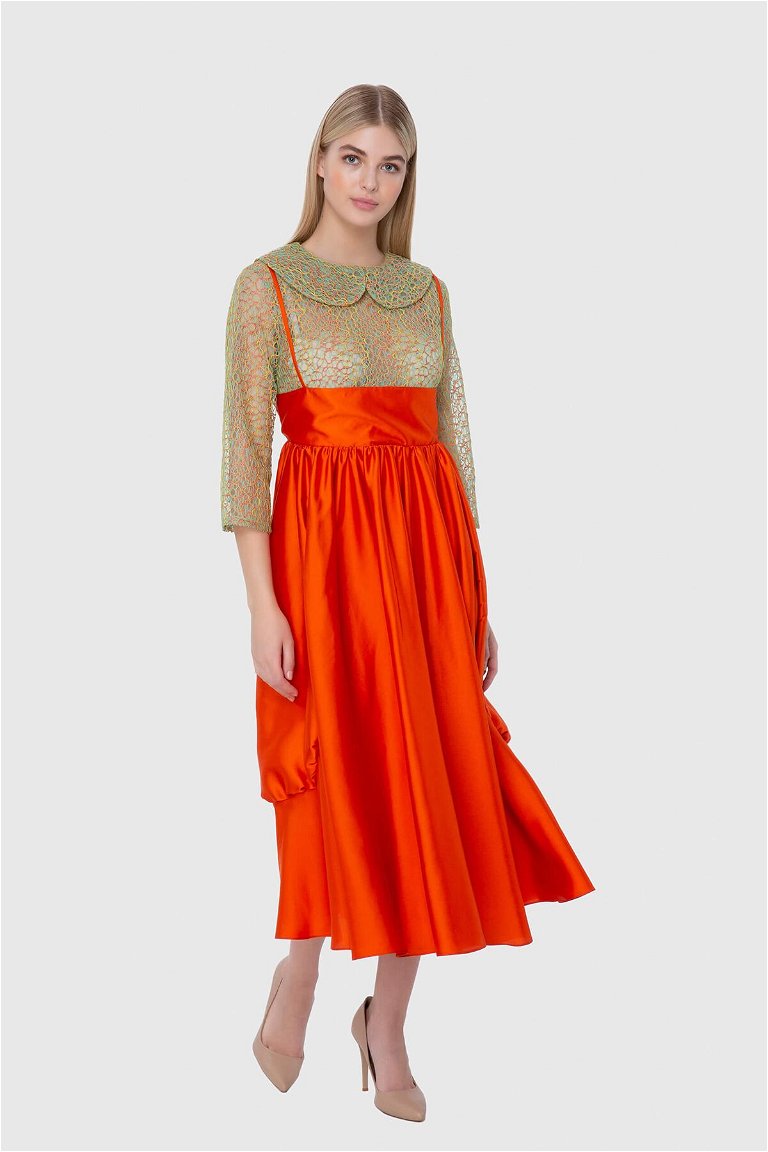 MANI MANI - Orange Lace Collar Klos Dress