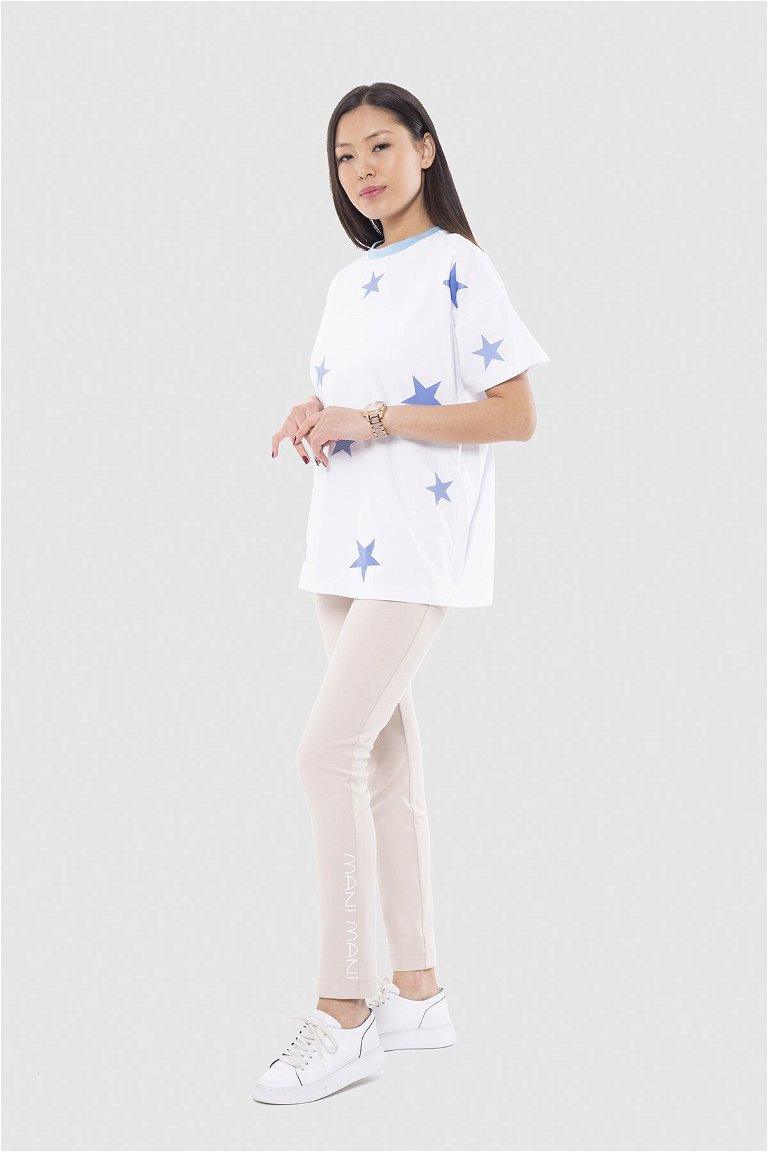 MANI MANI - Yıldız Desenli Beyaz T-Shirt