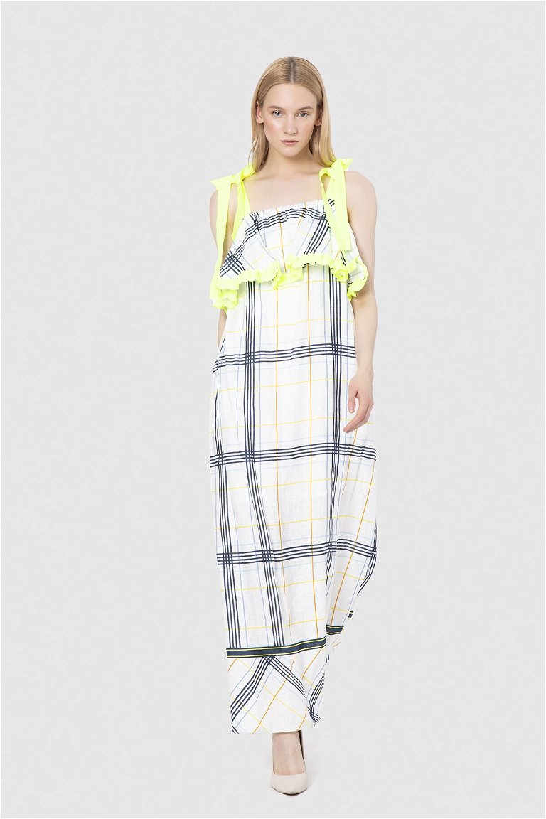 MANI MANI - Neon Strip Detailed Linen Dress