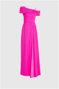 GIZIA - One-Shoulder Feathered Detailed Pink Long Evening Dress