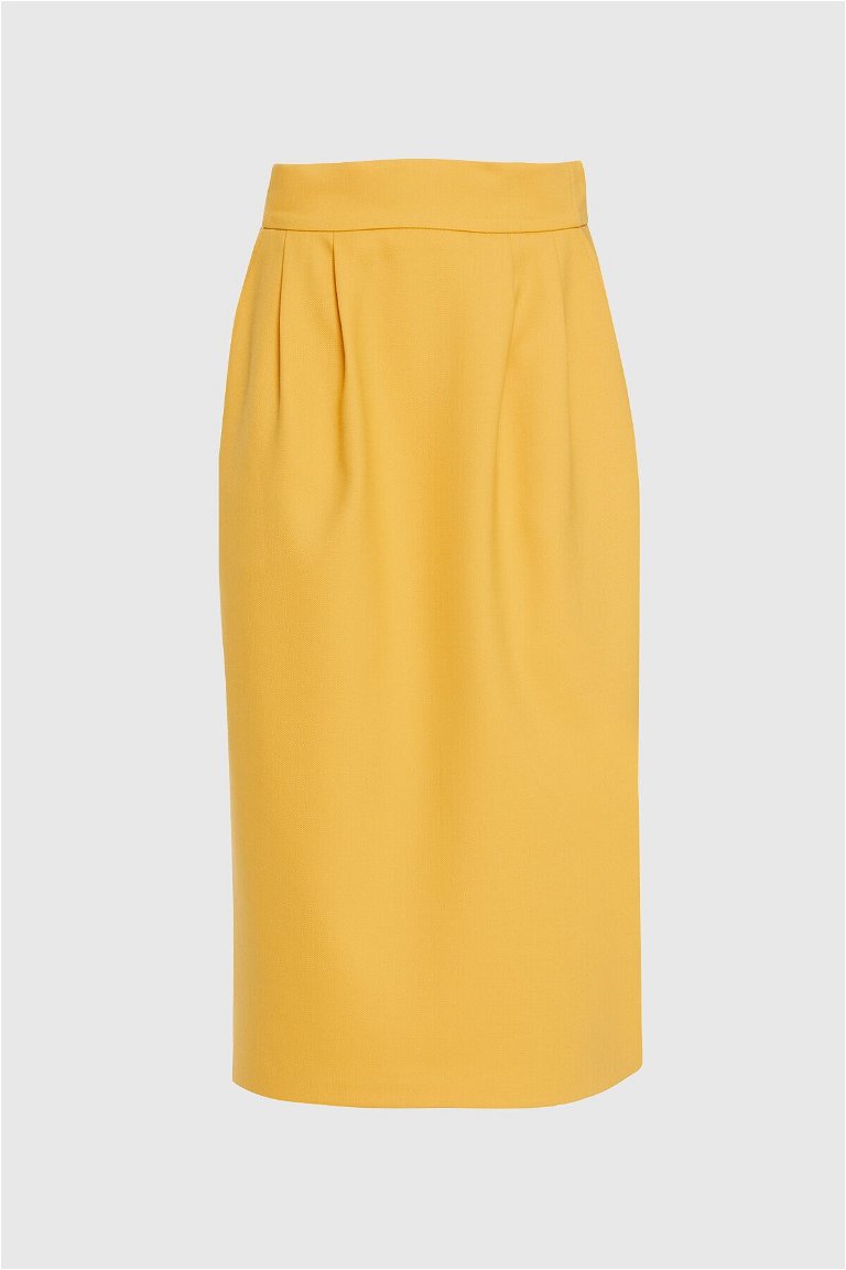 GIZIA - High Waist Yellow Pencil Skirt