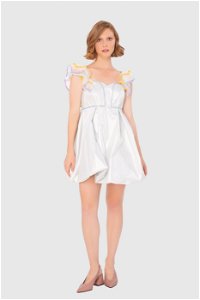 MANI MANI - Kolları Detaylı Balon Etek Gri Mini Elbise