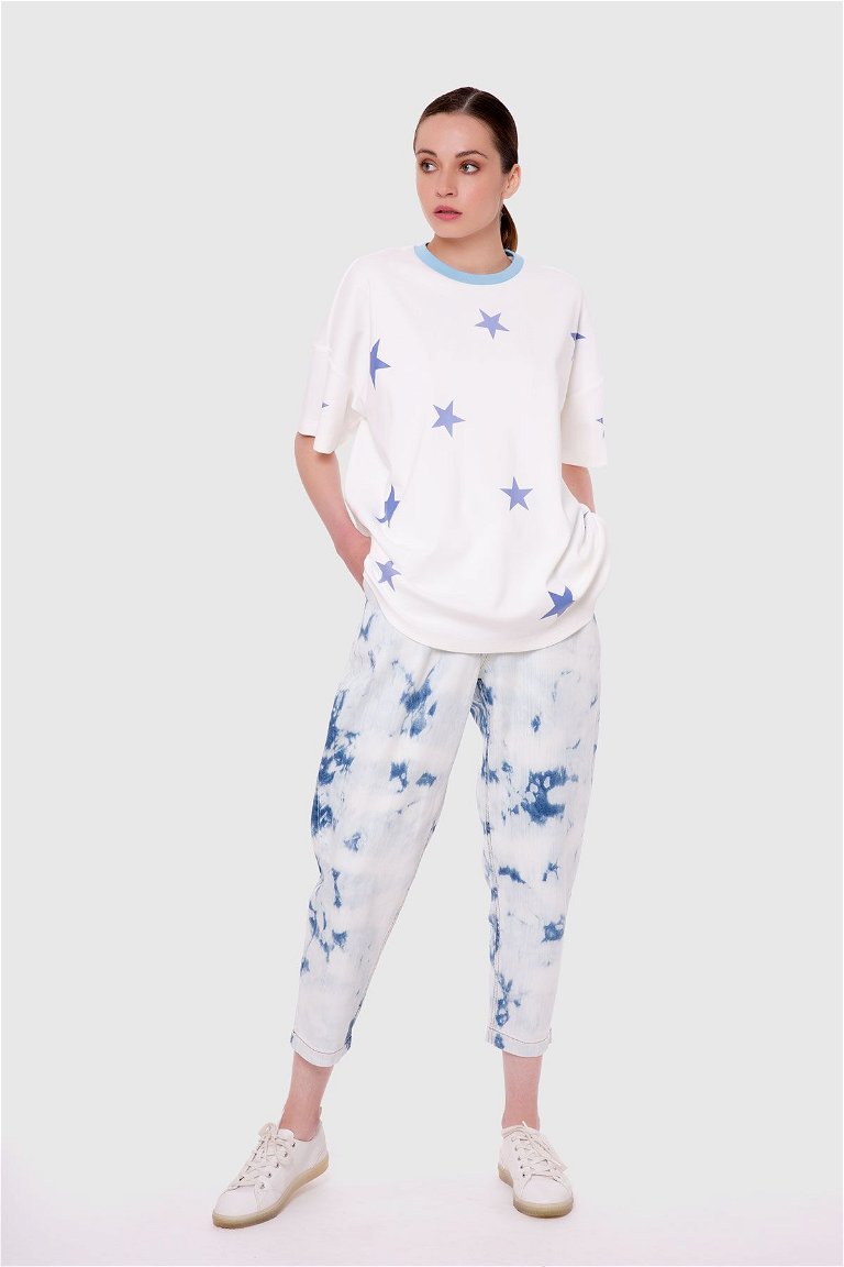 MANI MANI - Ecru Star Printed Oversize Tshirt