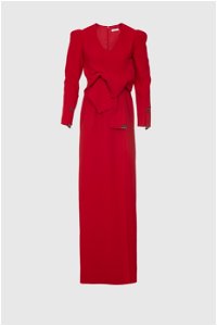 GIZIA - Tie Detailed Red Long Evening Dress