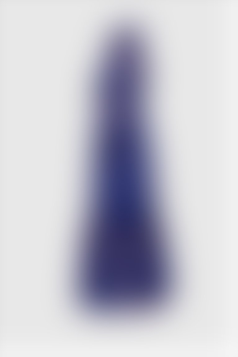 Transparent Detailed Navy Blue Patterned Long Dress