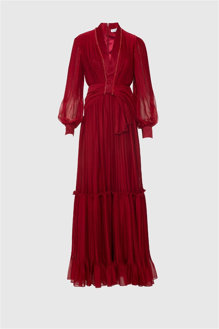 GIZIA - فستان سهرة أحمر اللون طويل