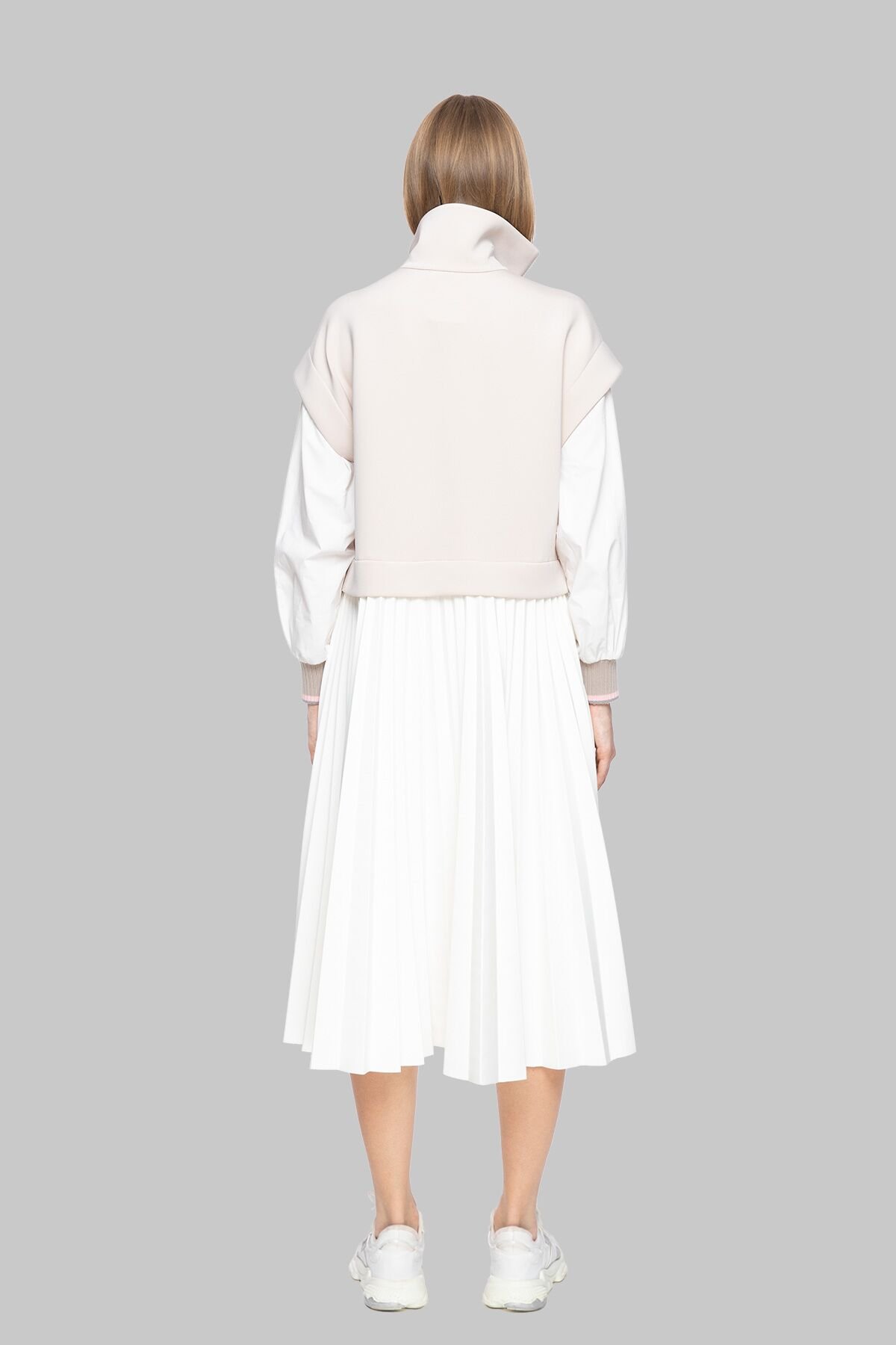 Pleat Skirt Detailed Zipper Dress