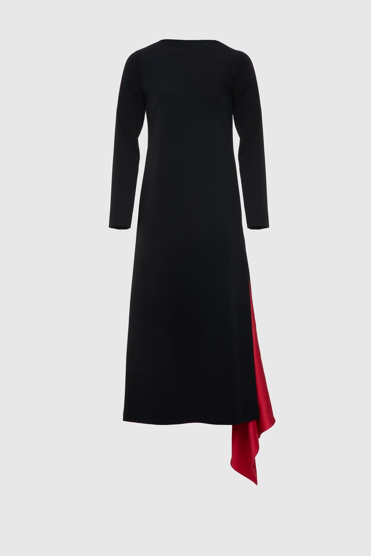 Siyah Midi Uzun Kollu Elbise