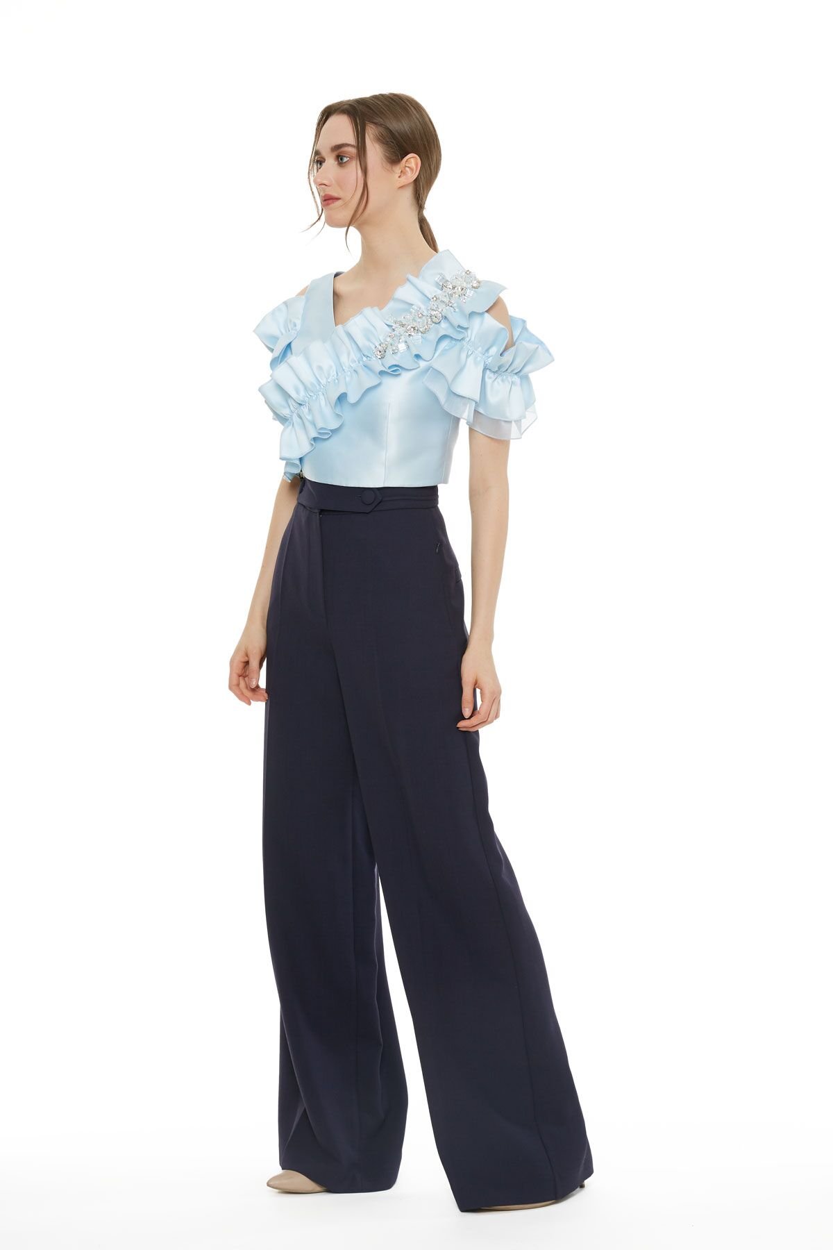 Ruffle Detailed Embroidered Top