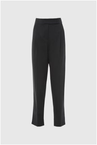 GIZIA - Wool Fabric High Waist Black Carrot Trousers 