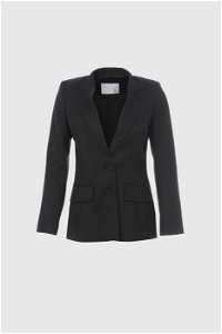 GIZIA - Black Blazer Classic Jacket with Stitched Collar Detail