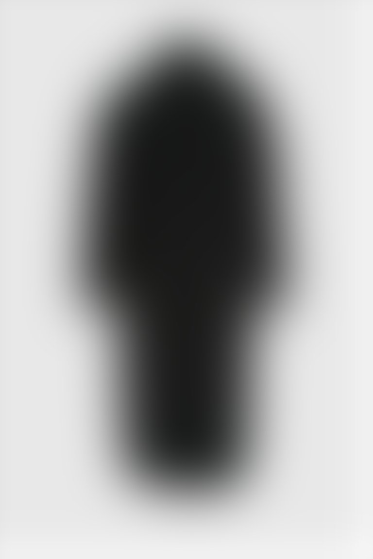 Triko Detaylı Düşük Kol Uzun Siyah Kaşe Kaban