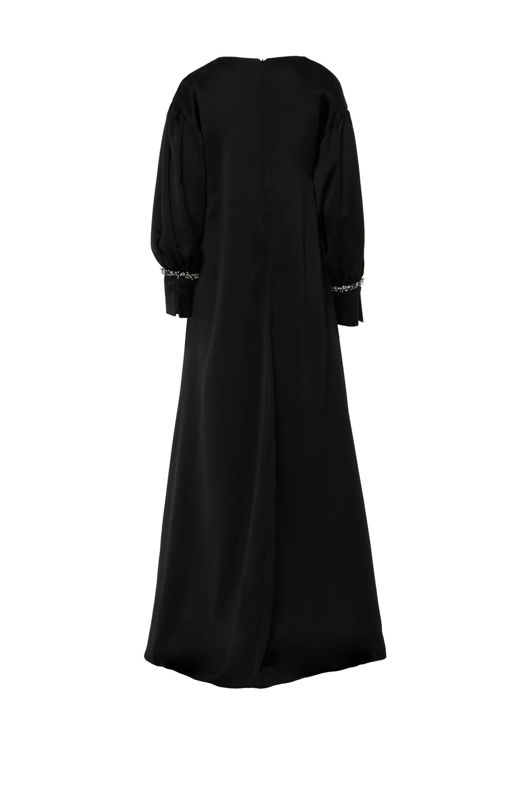 Bow Detailed V Neck Flowy Long Black Evening Dress