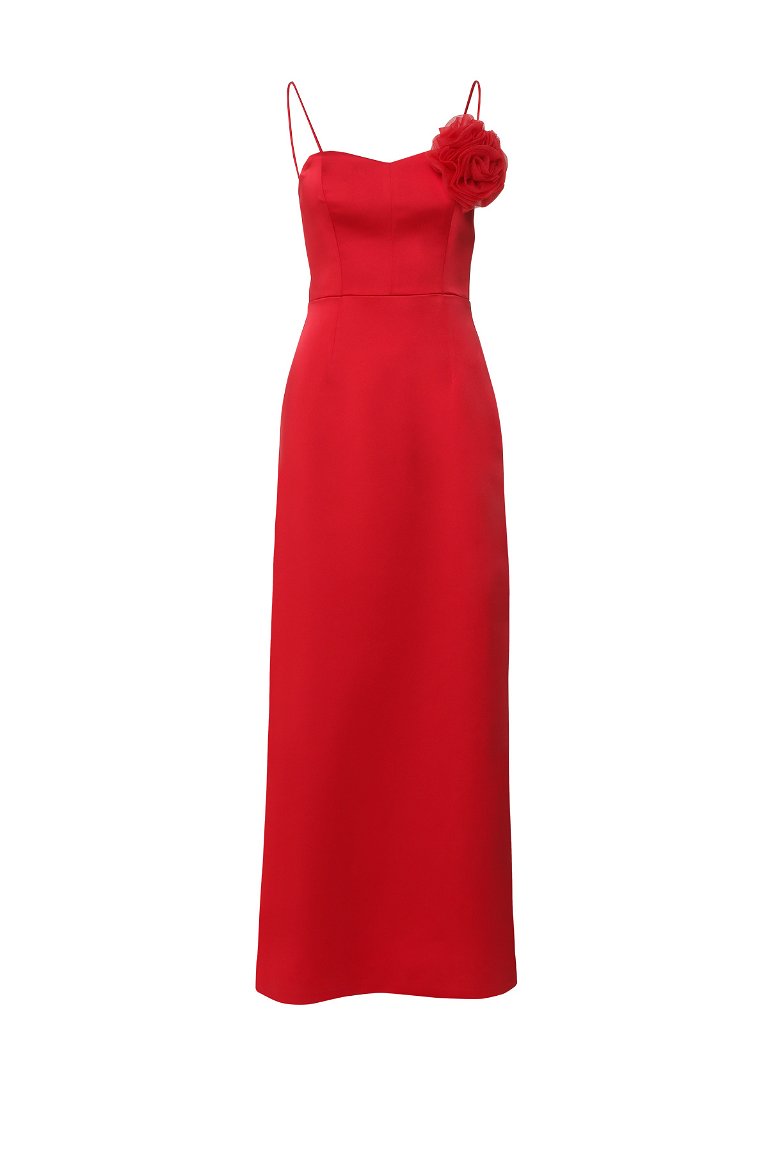 KIWE - Askılı Kırmızı Abiye Elbise