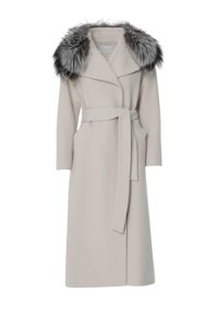 GIZIA - Fur Collar Long Beige Cachet Coat 
