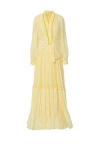 GIZIA - Long Yellow Evening Dress With V-Neck Pleats