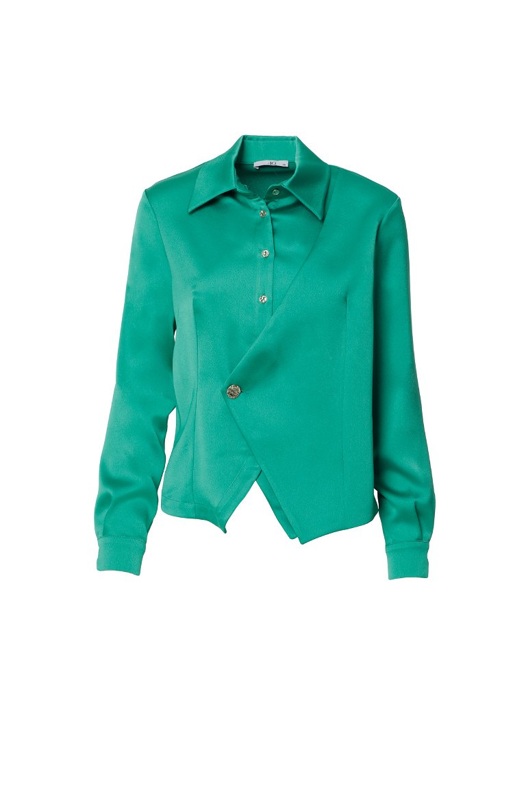 4G CLASSIC - Button Detailed Green Blouse