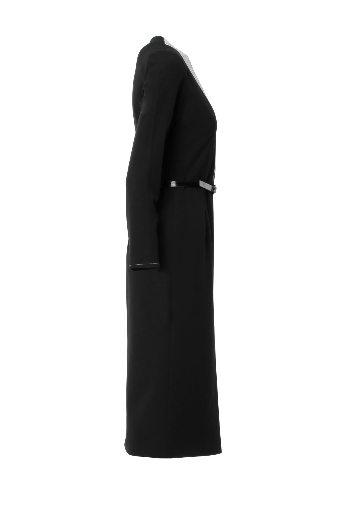 George V Yaka Nakış Detaylı Siyah Midi Elbise